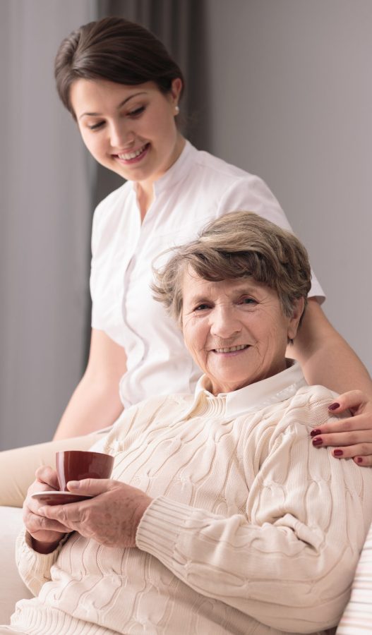 Taking care of woman